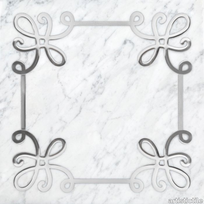 Grand Tour Serpentine Bianco Carrara/Silver Marble Decorative Tile Polished Stone