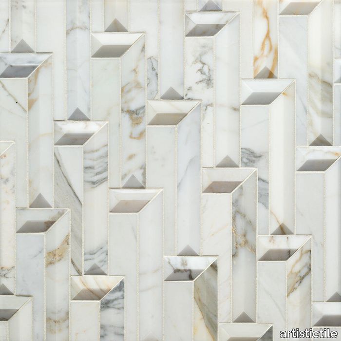 Steps Calacatta Gold Marble Mosaic Dimensional