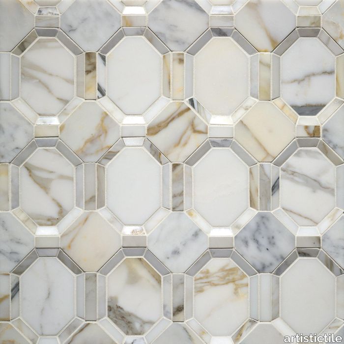 Piatti Calacatta Gold Marble Mosaic Dimensional Polished Stone