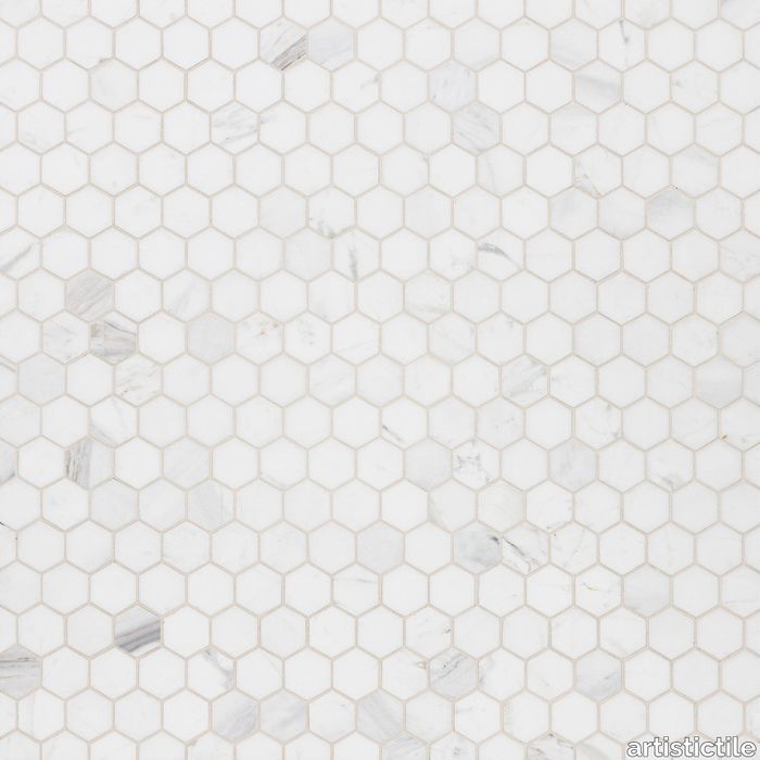 Volakas White Dolomite Mosaic Honed Stone Hexagon 3.0cm