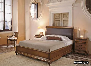 FENICE - Solid wood double bed with upholstered headboard _ Arvestyle