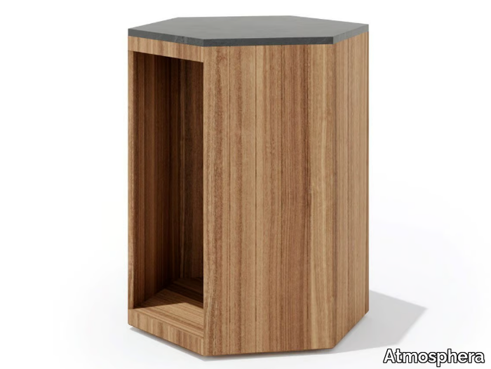 ZETA - Teak garden side table with storage space _ Atmosphera