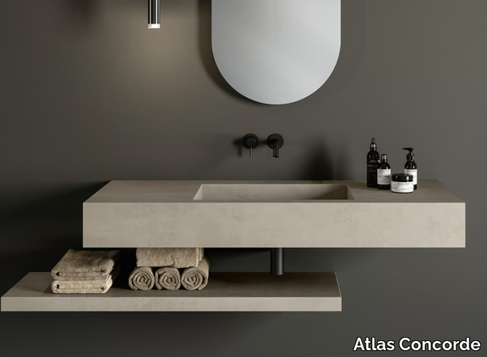 HABITAT CONTRACT - Wall-mounted single porcelain stoneware washbasin _ Atlas Concorde