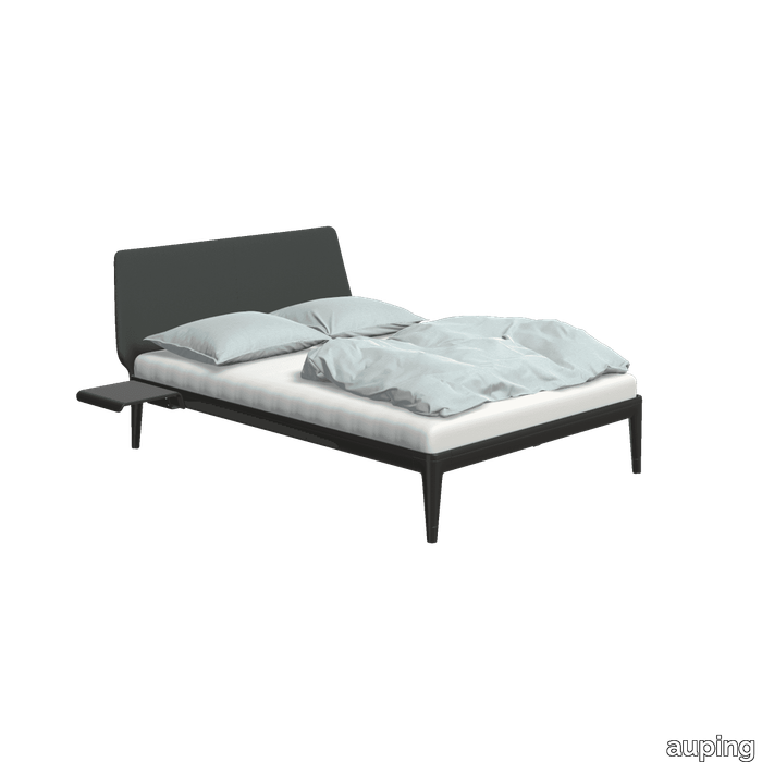 Essential Deep black With headboard upholstered in Points / Graphite table Deep black