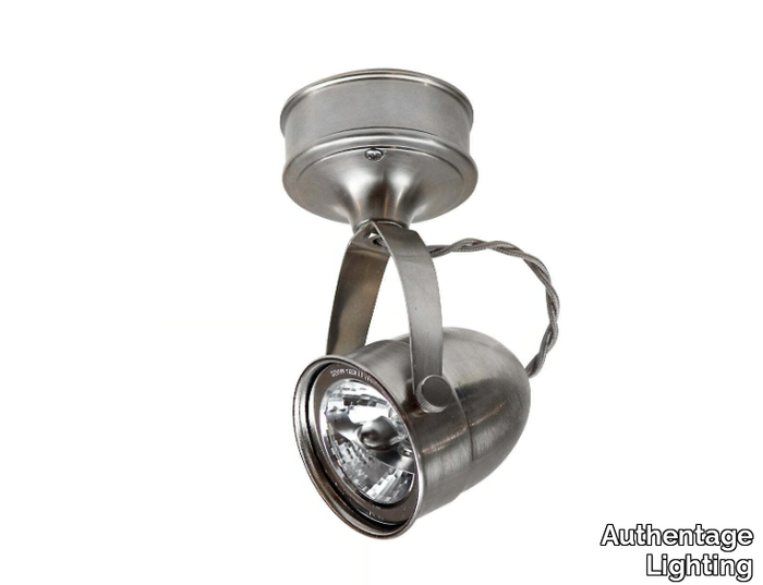 COMÈTE ON ROUND BASE - Ceiling adjustable brass spotlight _ Authentage Lighting