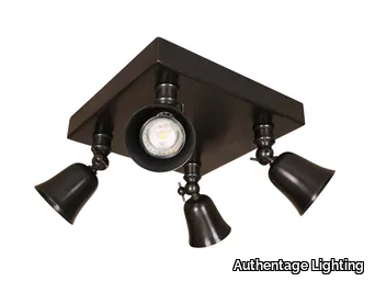 FLEURE ON SQUARE BASE LARGE - Adjustable LED brass ceiling lamp _ Authentage Lighting