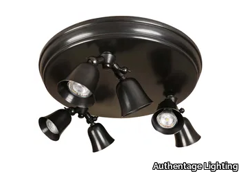 FLEURE TWIN ON ROUND PLATE LARGE - LED adjustable brass ceiling lamp _ Authentage Lighting