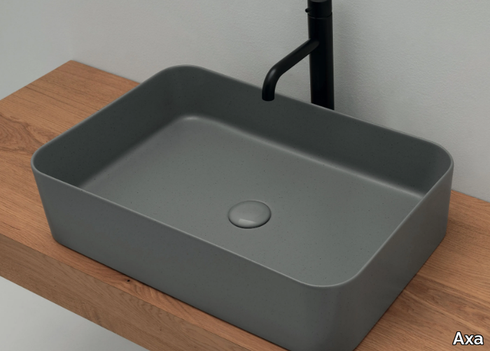 MATE - Rectangular countertop ceramic washbasin _ Axa