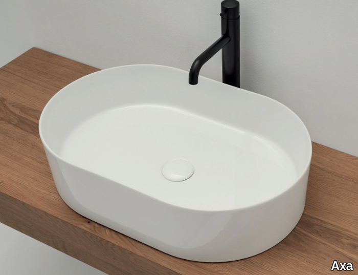 MATE - Oval countertop ceramic washbasin _ Axa