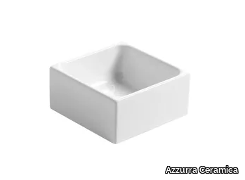 ELEGANCE SQUARED - Countertop square single ceramic washbasin _ Azzurra Ceramica