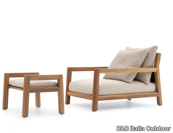 PABLO OUTDOOR - Teak garden armchair with armrests _ B&B Italia Outdoor