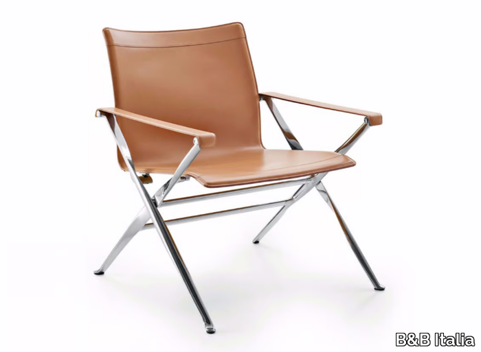 BEVERLY '14 - Tanned leather easy chair with armrests _ B&B Italia