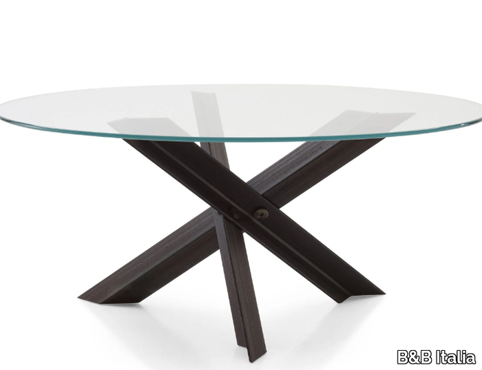 BOLT - Round glass and steel living room table _ B&B Italia