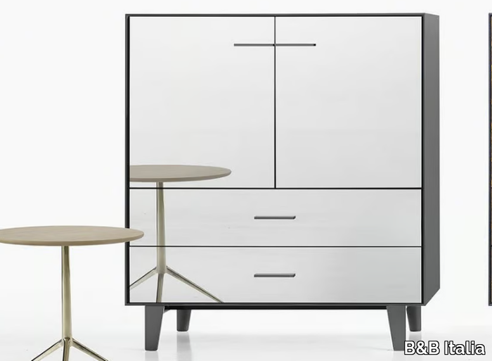 EUCALIPTO - Contemporary style glass highboard with doors with drawers _ B&B Italia