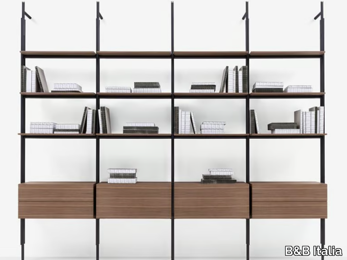 JACK - Open floor-ceiling mounted bookcase _ B&B Italia