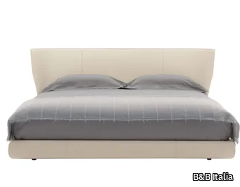 ALYS 10 - Tanned leather double bed with upholstered headboard _ B&B Italia