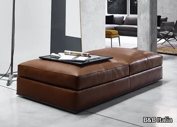 RICHARD - Rectangular leather pouf _ B&B Italia