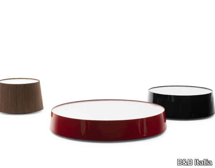 PLANCK - Round wood and glass coffee table _ B&B Italia