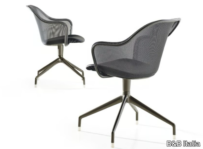 IUTA - Trestle-based wire mesh chair with armrests _ B&B Italia