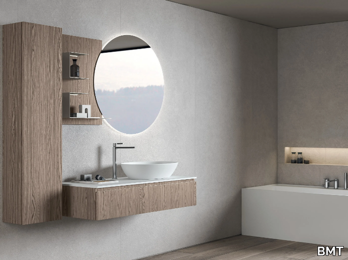 GALAXY 13 - Wall-mounted wooden vanity unit with cabinets _ BMT