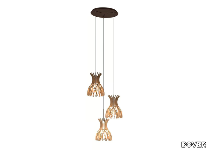 DOMITA S 20 3L - LED wooden pendant lamp _ BOVER