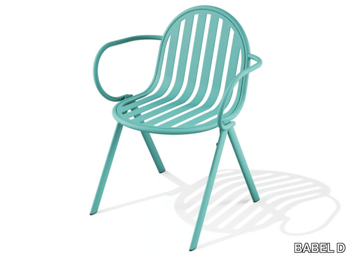 MELIK - Stackable powder coated steel chair with armrests _ BABEL D