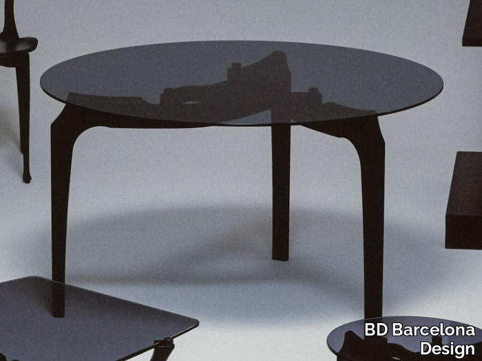 CARLINA - Round wood and glass dining table _ BD Barcelona Design