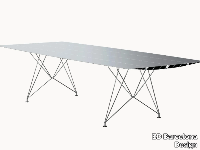 TABLE B 120/150 - INOX - Rectangular aluminum and stainless steel dining table _ BD Barcelona Design