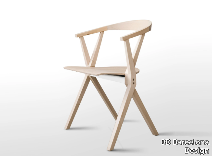 CHAIR B - Folding wooden chair with armrests _ BD Barcelona Design