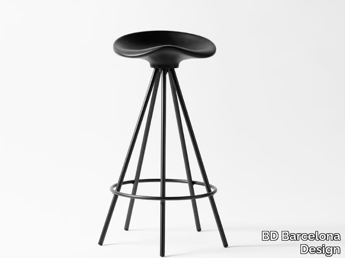 JAMAICA - Trestle-based aluminium and wood stool with footrest _ BD Barcelona Design