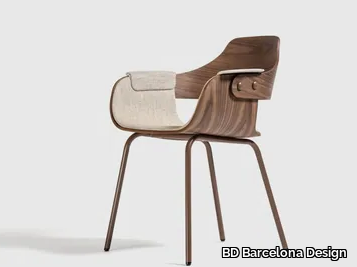 SHOWTIME - Wooden chair with armrests with integrated cushion _ BD Barcelona Design