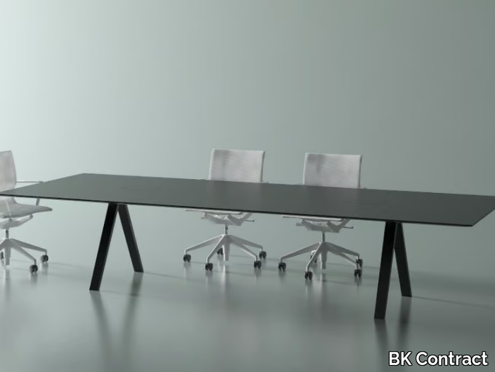 VIS MEETING - Rectangular wood veneer meeting table with cable management _ BK Contract