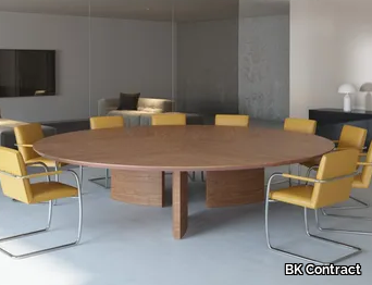 CEO - Modular round wood veneer meeting table _ BK Contract