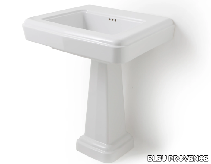 SO FIFTIES - Rectangular single pedestal ceramic washbasin _ BLEU PROVENCE