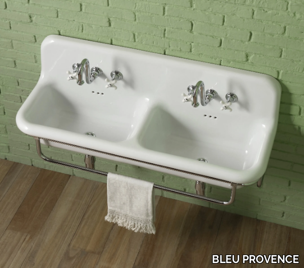 TRUECOLORS TCL120 - Wall-mounted double washbasin with towel rail _ BLEU PROVENCE