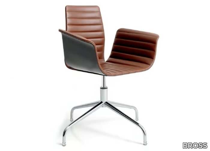 MEETING - With 4-spoke base height-adjustable leather chair _ BROSS