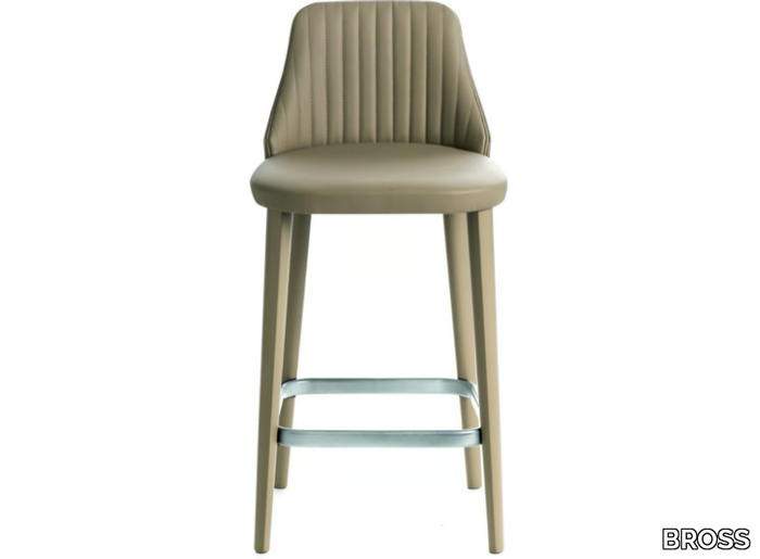 BREAK - Upholstered leather stool with footrest _ BROSS