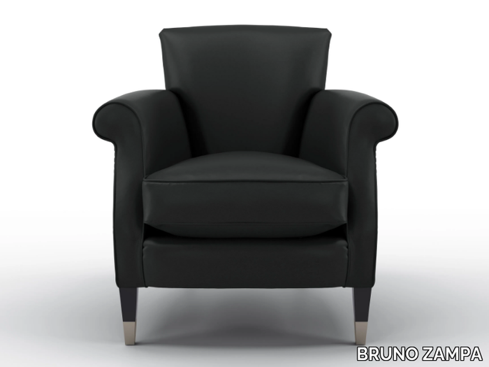AURORA - Leather armchair with armrests _ BRUNO ZAMPA