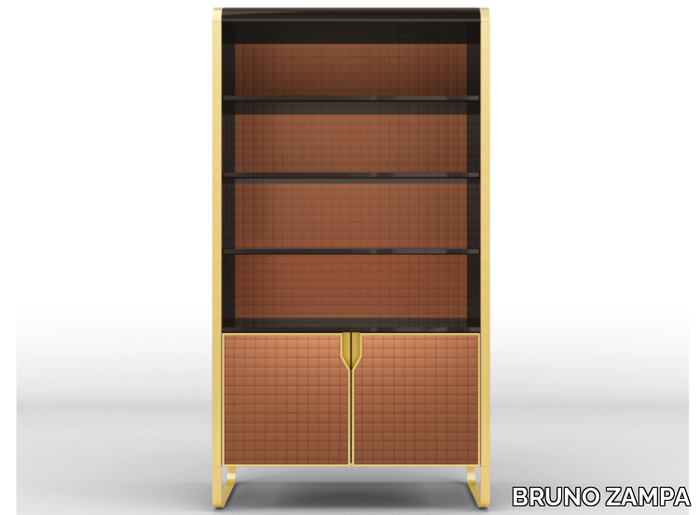 DAFNE - Freestanding bookcase in solid wood and leather _ BRUNO ZAMPA