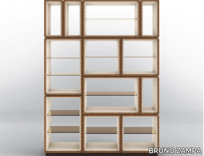 DEDALO - Open freestanding double-sided walnut bookcase _ BRUNO ZAMPA