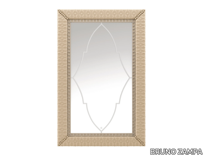 SHIRLEY - Rectangular framed wall-mounted leather mirror _ BRUNO ZAMPA
