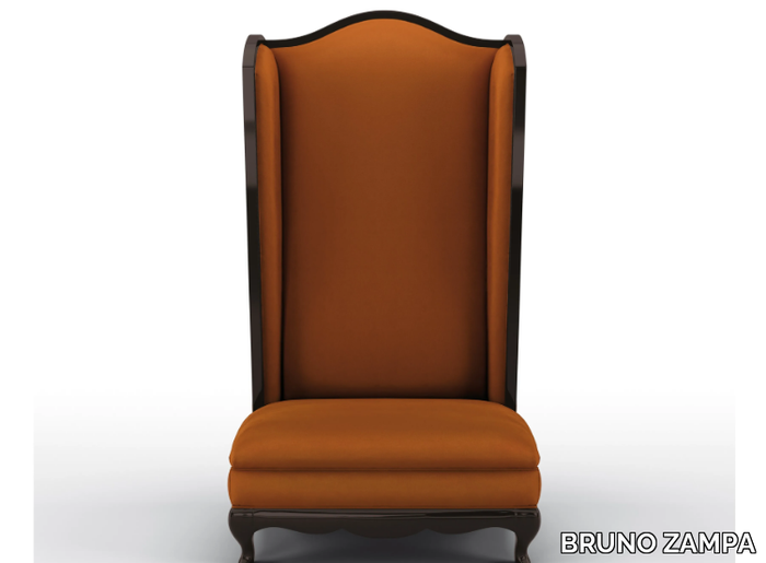 WALLY - Armchair with high back in solid wood and velvet _ BRUNO ZAMPA