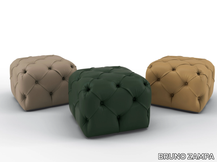 ADAM - Tufted square leather pouf _ BRUNO ZAMPA