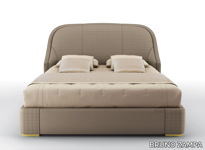 APOLLO - Upholstered leather bed _ BRUNO ZAMPA