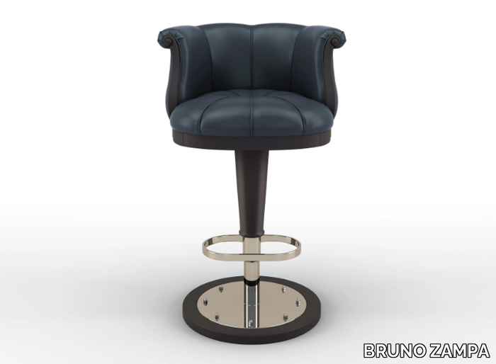 FLOWER - High leather barstool with footrest _ BRUNO ZAMPA