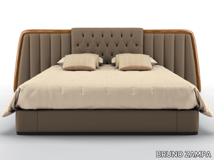 BERNINI XYLO WIDE - Upholstered leather king size bed _ BRUNO ZAMPA