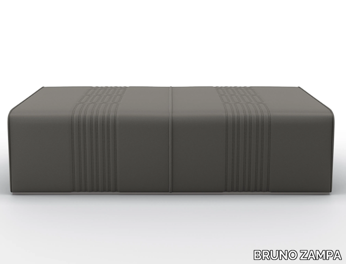 GREY - Upholstered rectangular leather pouf _ BRUNO ZAMPA