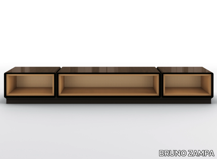 DEDALO - Low modular walnut TV cabinet _ BRUNO ZAMPA