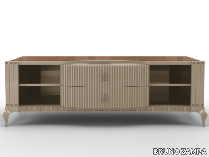 DUKE - Low solid wood TV cabinet with drawers _ BRUNO ZAMPA