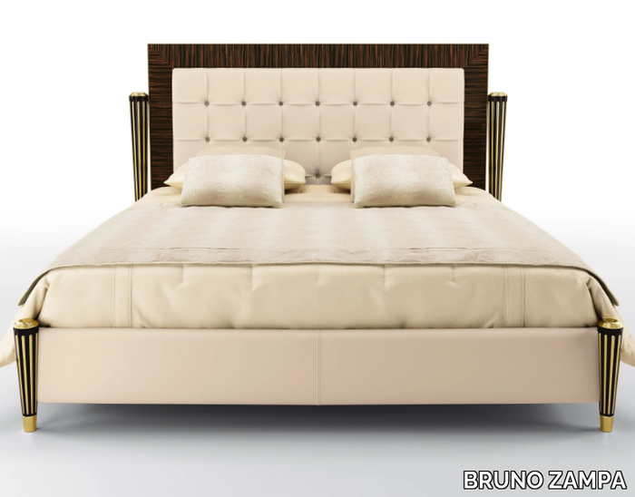 JUNO - Leather bed with tufted headboard _ BRUNO ZAMPA